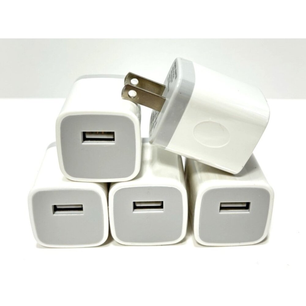 AILKIN USB Wall Charger 5-Pack Fast Charging Block 1-Port Power Adapter White